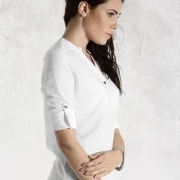 roadster Casual Regular Sleeves Solid Women White Top image 2