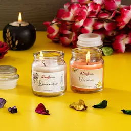 ecraftindia Pack of 2 flavour Jar Candle - Lavender, Vanilla Candle image 2