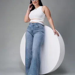 miss chase Women Relaxed Fit High Rise Light Blue Jeans-picture-15