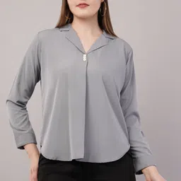 glitter fashion Formal Regular Sleeves Solid Women Grey Top-picture-21