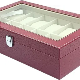 nested aura Watch Box Organizer, 12 Slot ,Elegant Faux Leather, Soft Removable Pillows Watch Box image 5