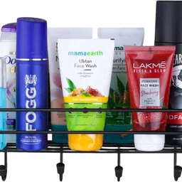 hirapara Wall Mount Bathroom Storage Shelf with Hooks Steel Wall Shelf-picture-13