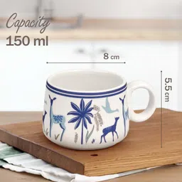 deedecorwave Pack of 7 Ceramic Premium Ceramic Tea Set of 7 PCS Teapot (100ML) with 6 Cups (150ML Each) Dinner Set image 3