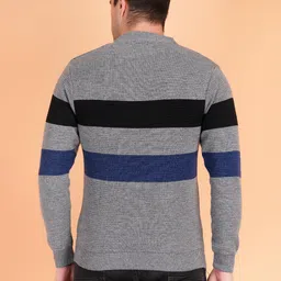 axolotl Men Striped Round Neck Grey Sweater image 2