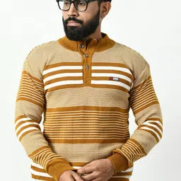manra Men Colorblock Turtle Neck Yellow Sweater-picture-16