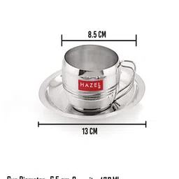 hazel (Set of 6) 170ml Stainless Steel Tea Cups with Saucer image 4