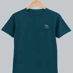 Men Self Design Round Neck Cotton Blend Dark Blue T-Shirt-image-17