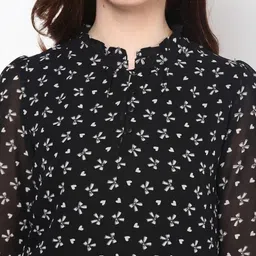 harpa Casual Regular Sleeves Floral Print Women Black Top image 4