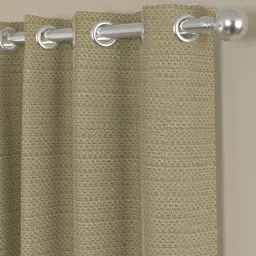 Green Solid Polyester 9 Ft Semisheer Eyelet Door Curtains (Set of 2) by ROSARAHOME image 4