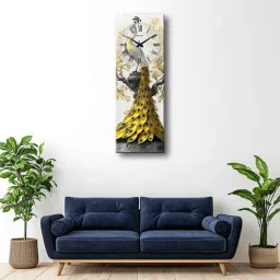 olive tree Multicolour Rectangle 24 Inches Wooden Wall Clock (Feather)-picture-28