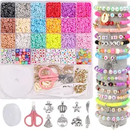 sannidhi 3000pcs+ Clay Beads for Jewellery Making 18 Color Flat Polymer Beads Letter Bead-picture-13