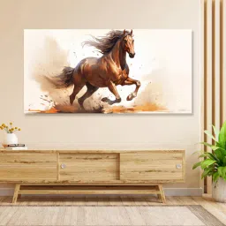 nestroots Canvas Framed Majestic Horse Galloping Through Dust Wall Painting(24X48 Inch)-picture-36