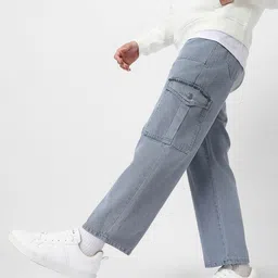 urbano fashion . Men Loose Fit Mid Rise Grey Jeans image 3