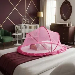 Baby mosquito crib pink HDPE - High Density Poly Ethylene Washable Infants Mosquito Net-image-61