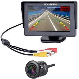 indo-best NextGen Universal Model Reverse Parking Device and Car Security Camera Combo - 4.3" T.F.T. Dashboard Mount Camera Monitor With High Definition Night Vision Rear View Camera - For All Car Brands and Models (T1) Reverse Assist Camera System image 1