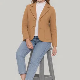 warmlay Polyester Blend with Suede/Velvet Finish Solid Coat For Women image 5