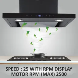 elica ISMART SPOT H4 EDS LTW 60 NERO 60cm 1425m³/hr Ducted Wall Mounted Chimney with Motion Sensor Control (Black) image 3