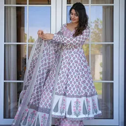 miss clothing Floral Print Rayon Blend Stitched Anarkali Gown image 1