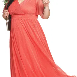 wild u Women Fit and Flare Orange Maxi/Full Length Dress-picture-20