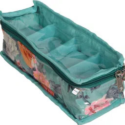 homestic Kuber Industries Multiuses PVC Laminate Flower Print 4 Case Watch Organizer (Turquoise) Watch Box image 2