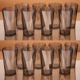 (Pack of 16) TWISTER GLASS For Water Juice Beer Wine Platic Classic Black Set Of 16 Glass Set Glass Set Water/Juice Glass-image-86
