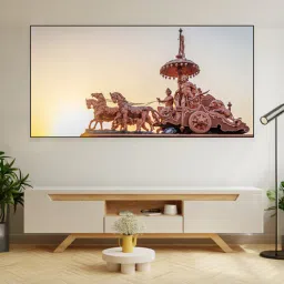 nestroots Black Canvas Framed Krishna and Arjuna's Divine Journey Wall Painting(12X24 Inch)-picture-33