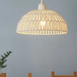 glowhere White Macrame Pendant Light, Rattan Basket Hanging Lamp for Home Decor Pendant Lamp Ceiling Lamp-picture-19