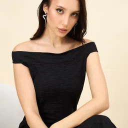 aayu Women Bodycon Black Midi/Calf Length Dress image 5