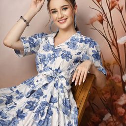 stylum Women Fit and Flare Blue Midi/Calf Length Dress-picture-27