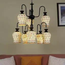 decorativeray Handmade White & Black Iron Double Step Chandelier image 1