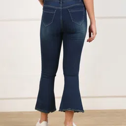 f2m Women Flared Mid Rise Dark Blue Jeans image 2