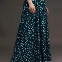 growmore creation Women Flared Dark Green Viscose Rayon Trousers image 4