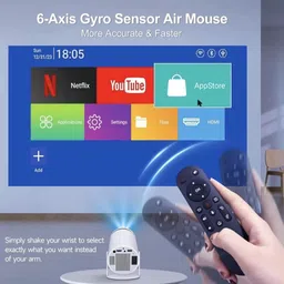 AVOIHS SMART LED 4K/1080p 4180° Rotation Remote Controller Android Projector Keystone (4500 lm / 1 Speaker / Wireless / Remote Controller) Portable Projector image 2