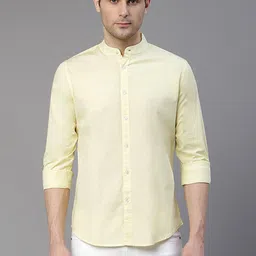 dennis lingo Men Slim Fit Solid Mandarin Collar Casual Shirt-picture-13