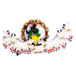 craft tree Krishna With 7 Cow Wall Hanging In White Colour image 2
