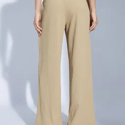 selvia Women Relaxed Khaki Lycra Blend Trousers image 2