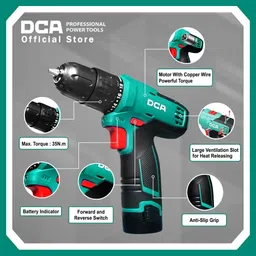 dca mayur 1202 E CORDLESS SCREWDRIVER 12V MAX LI-ION BATTERY, 2 SPEED MODE Drywall Screw Gun-picture-12