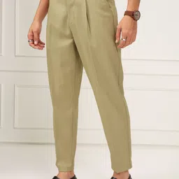highlander Men Slim Fit Khaki Cotton Blend Trousers image 4