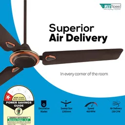 max speed Deco Delite 1200mm Ceiling Fan for Small Room, Kitchen and Pooja Room with 12 Months Warranty Ultra High Speed 1200 mm Ceiling Fan image 4