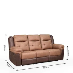 royaloak Georgia Fabric 3 Seater Motorized Recliner In Brown & Coffee Colour image 2