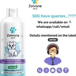 zoivane Dog Shampoo & Conditioner 5 in 1 Extra White | Pack of 2 Whitening and Color Enhancing, Anti-dandruff, Anti-itching, Flea and Tick With Tea Tree, Aloe Fragrance Dog Shampoo image 5