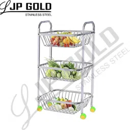 ljpgold Multi-Tier Heavy-Duty Vegetable Storage Trolley Steel Kitchen Trolley-picture-11