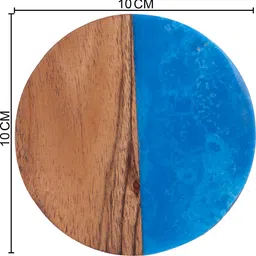 vatsu craft Round Reversible Wood, Resin Coaster Set image 5