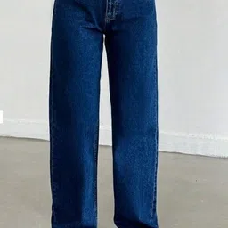 mgwcollection Women Straight Fit High Rise Blue Jeans image 1