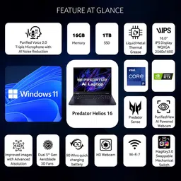 Acer Predator Helios 16 Intel Core i9 14th Gen 14900HX - (16 GB/1 TB SSD/Windows 11 Home/8 GB Graphics/NVIDIA GeForce RTX 4070) PH16-72 Gaming Laptop image 2