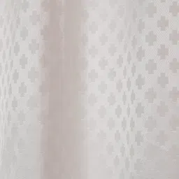 White Geometric Silk 5 Ft Light Filtering Eyelet Window Curtain by Soumya image 4