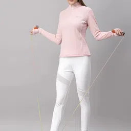 jump usa Women Solid High Neck Polyester Pink T-Shirt-picture-16