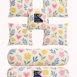 villagers Microfibre Bolster Pack of 7 Floral 5 Cushion and 2 Bolster-picture-29