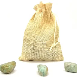 plus value amazonite-tumbled-50gm-jute-bag Regular Asymmetrical Crystal Pebbles image 1