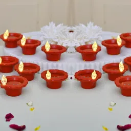 LED Floating Water Sensor Diyas Set of 24 | Diwali Decoration Waterproof Lights Plastic (Pack of 24) Table Diya Set-image-1
